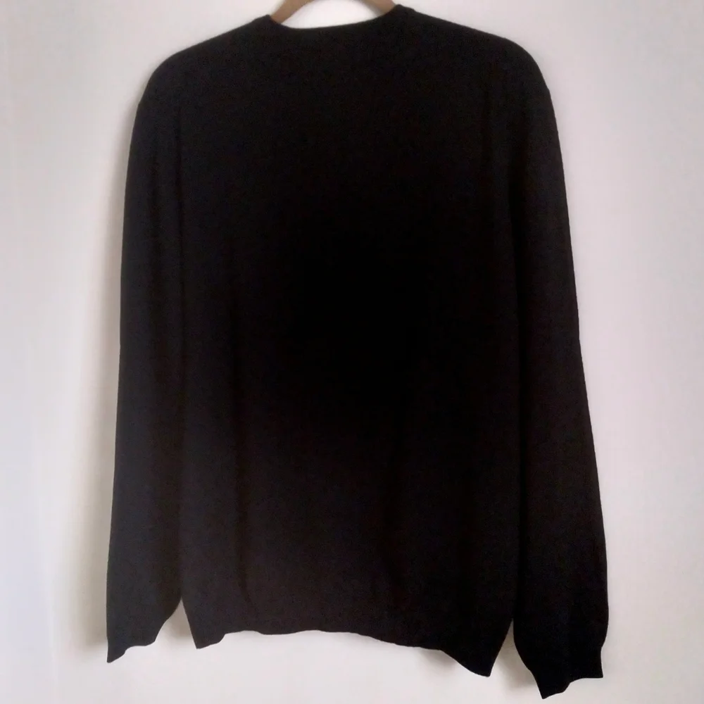 Brooks Brothers Black VNeck Sweater Merino Wool Men's XL Quiet Luxury Minimalist